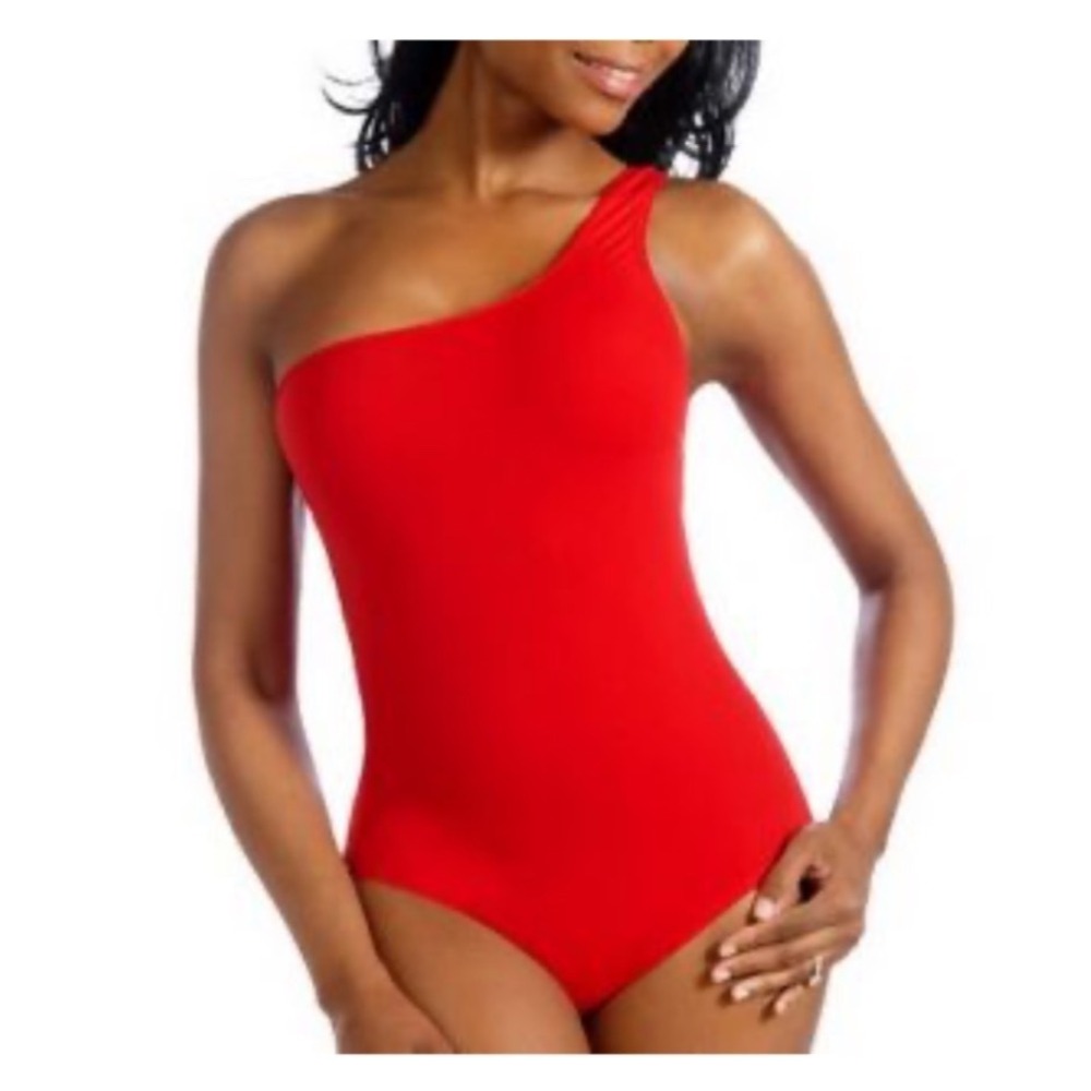 SPANX Red One Shoulder Shapewear Swimsuit Size 14 NWT Sculpting